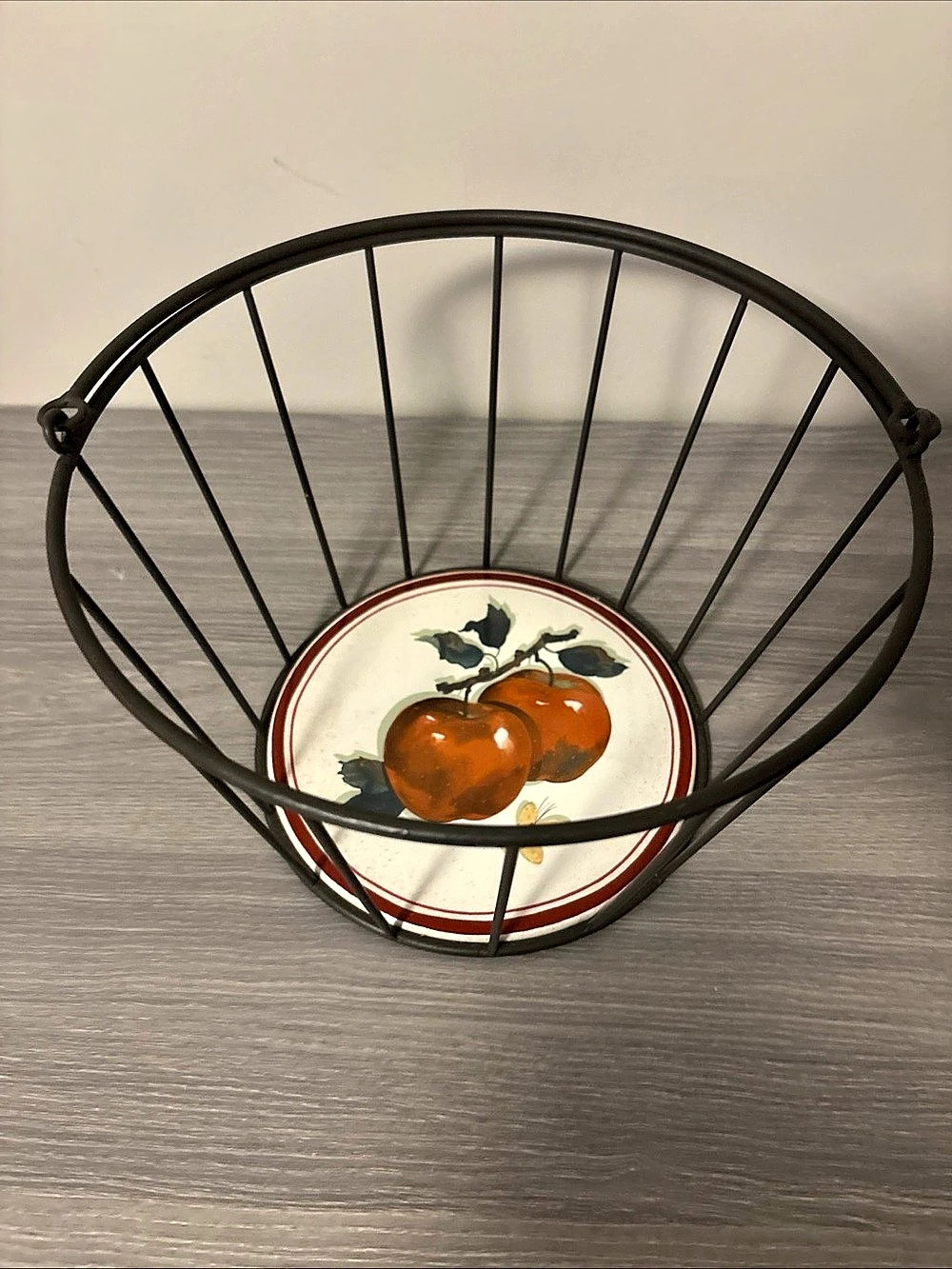 Hallmark Jan Karon Mitford Wrought Iron & Ceramic Apple Basket Swing Handle